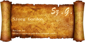 Szorg Gordon névjegykártya